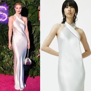 Galvan London Satin Pandora Dress - Platinum Size 10 US